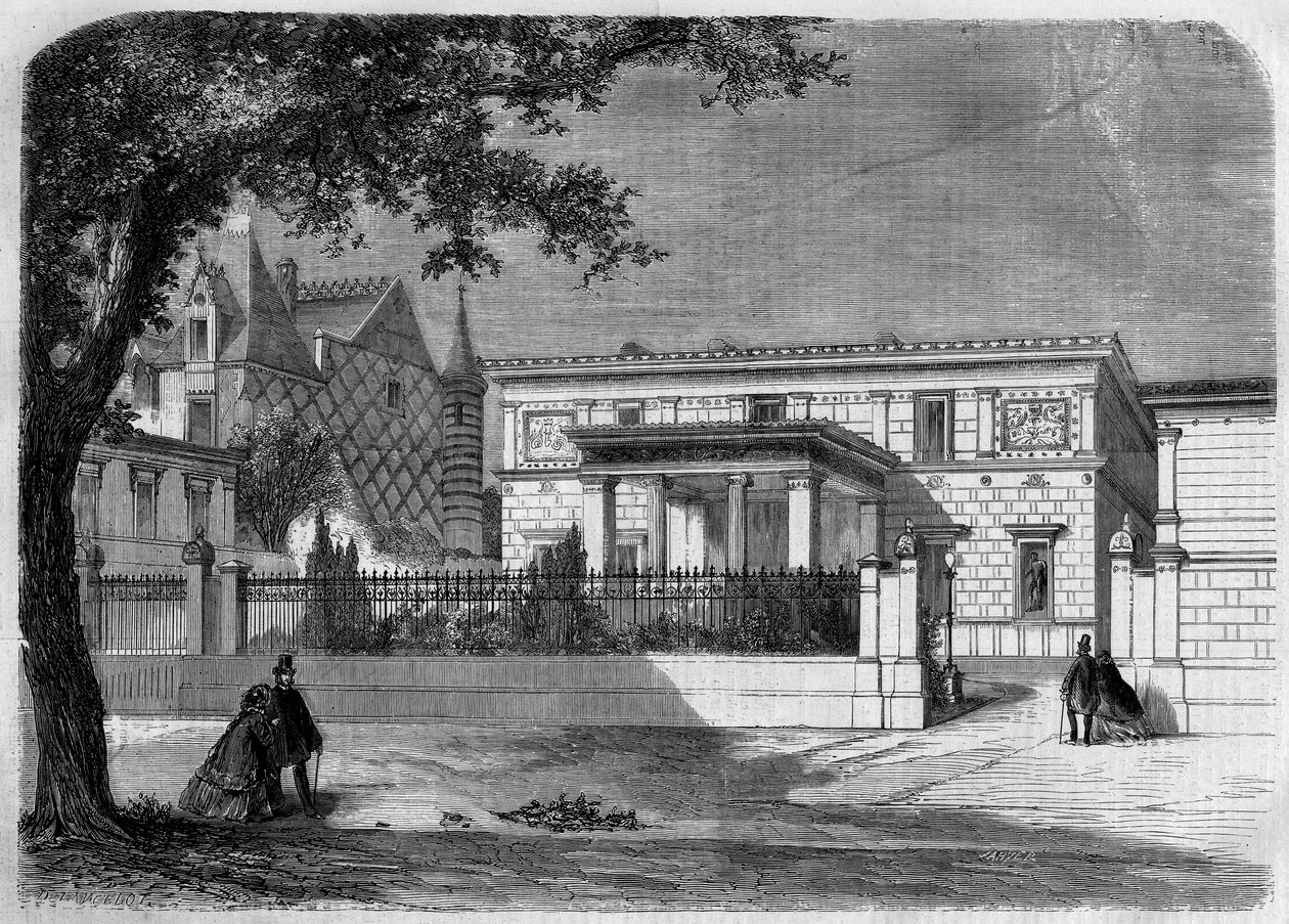 Ancient Architecture: View of the Facade of the Pompeian House of Prince Napoleon by French School