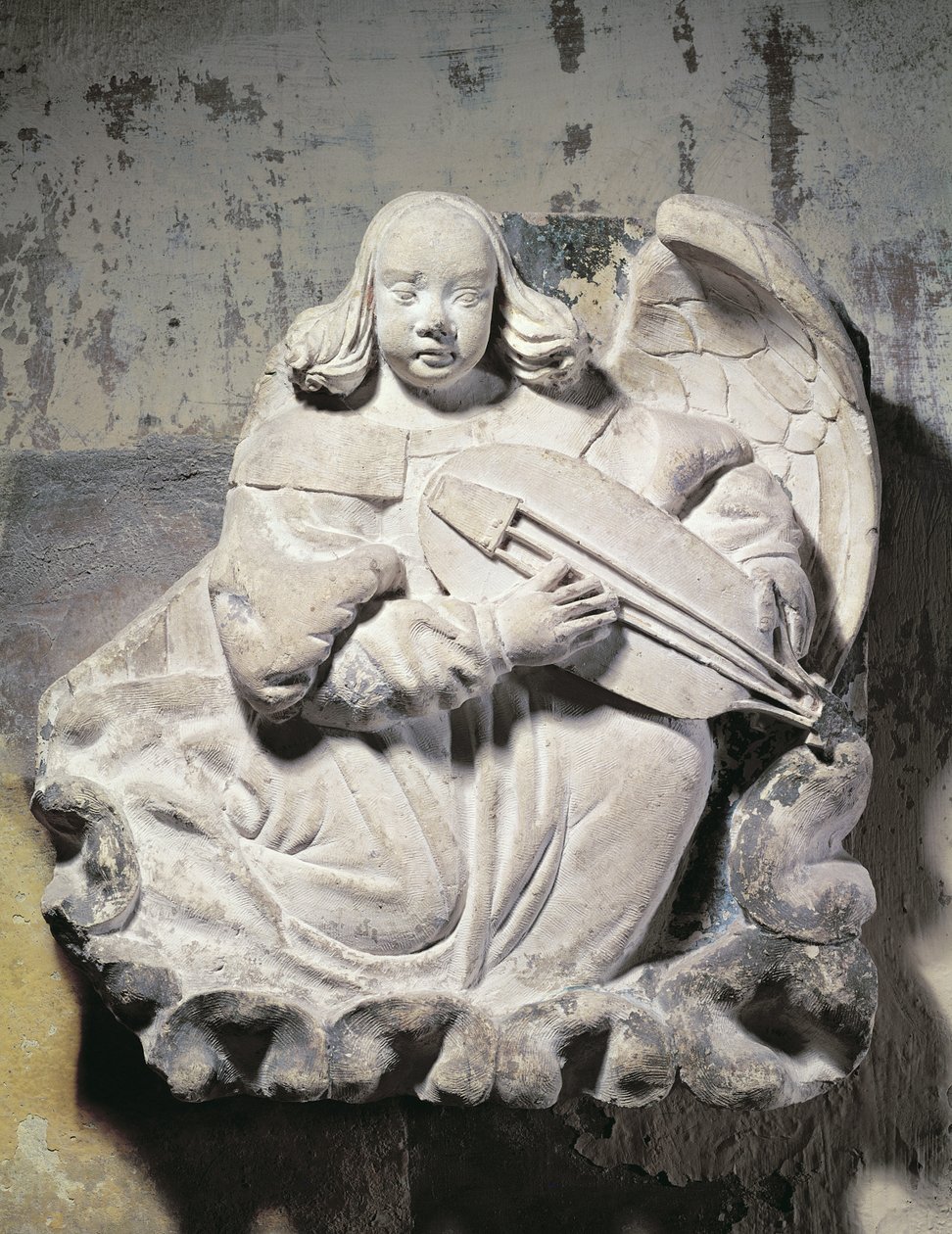 Angel Musician playing a stringed instrument by French School