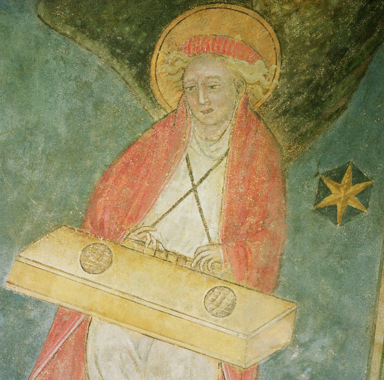 Angel playing a clavichord (detail) by French School