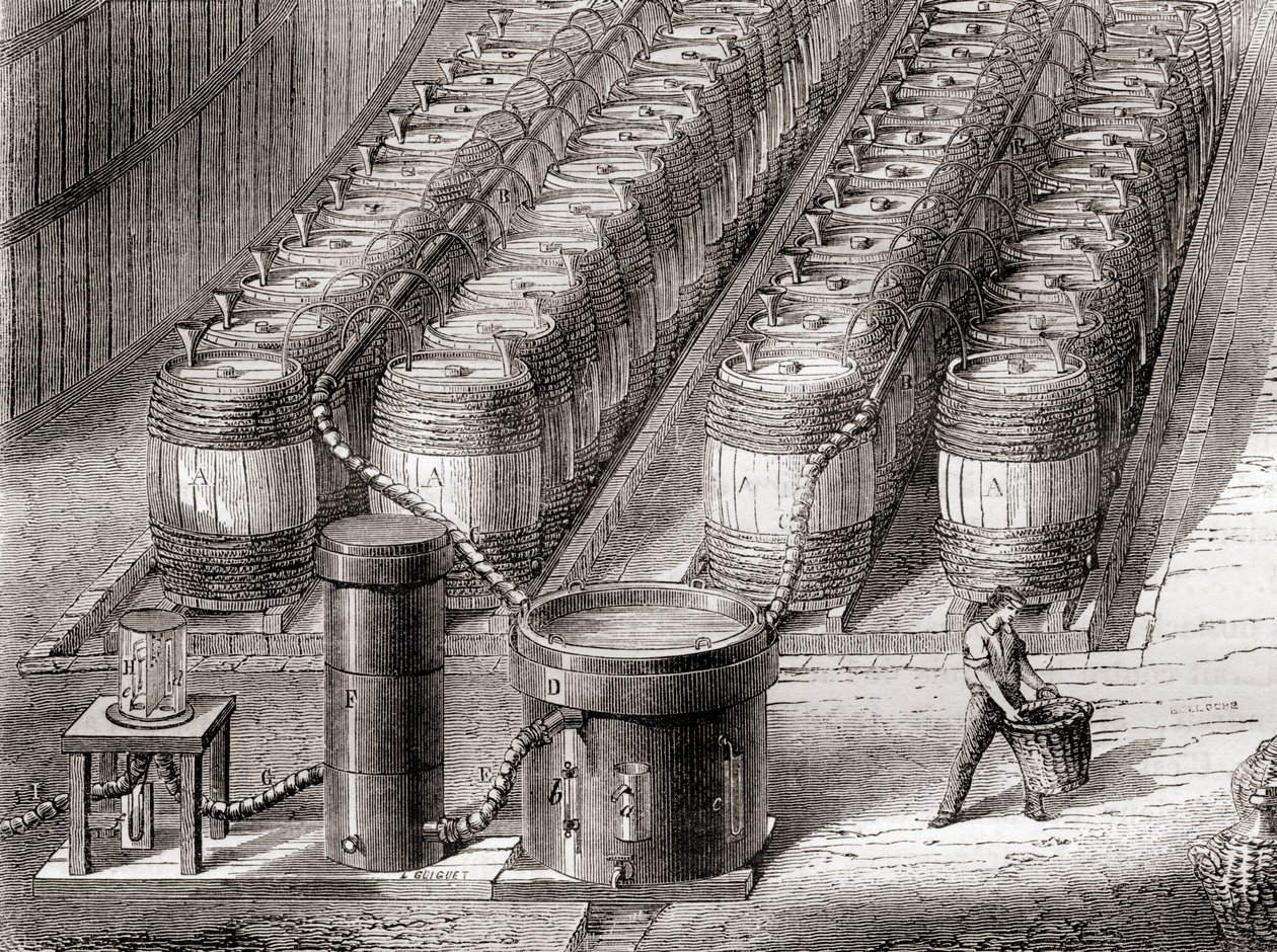 Apparatus Used for the Preparation of Hydrogen Gas by the Action of Sulfuric Acid on Iron When Filling a Balloon by French School