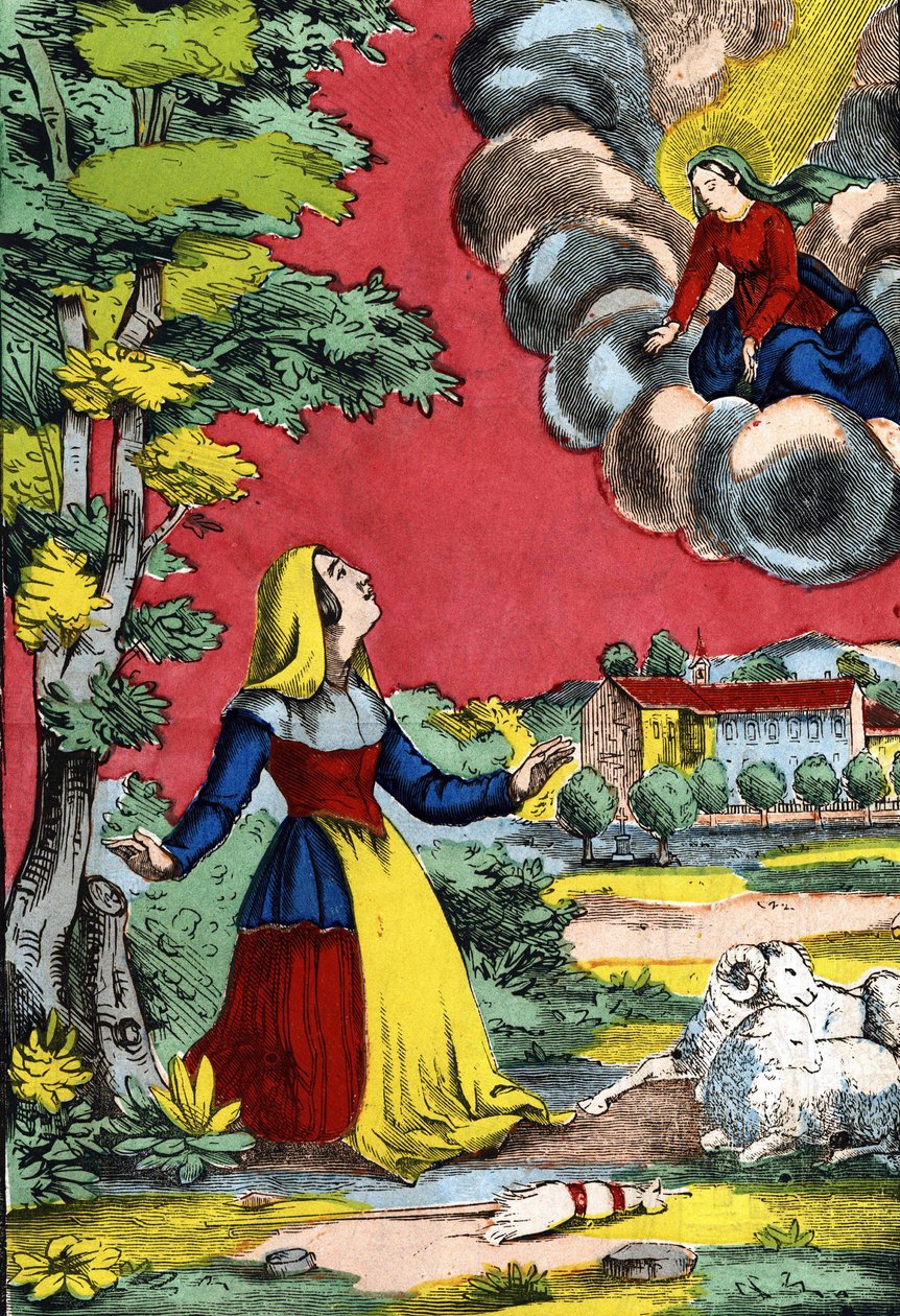 Appearance of the Blessed Virgin to the Holy Sister Benoite, known as the Shepherdess of the Laus. Image of Epinal, first half of the 19th century by French School