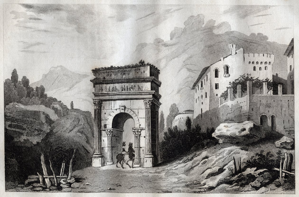 Arch of Augustus (Susa) - Engraving from “Italy Picturesque - Historical and Descriptive Painting of Italy” by M. de Norvins, Ch. Nodier 1834-1836 by French School