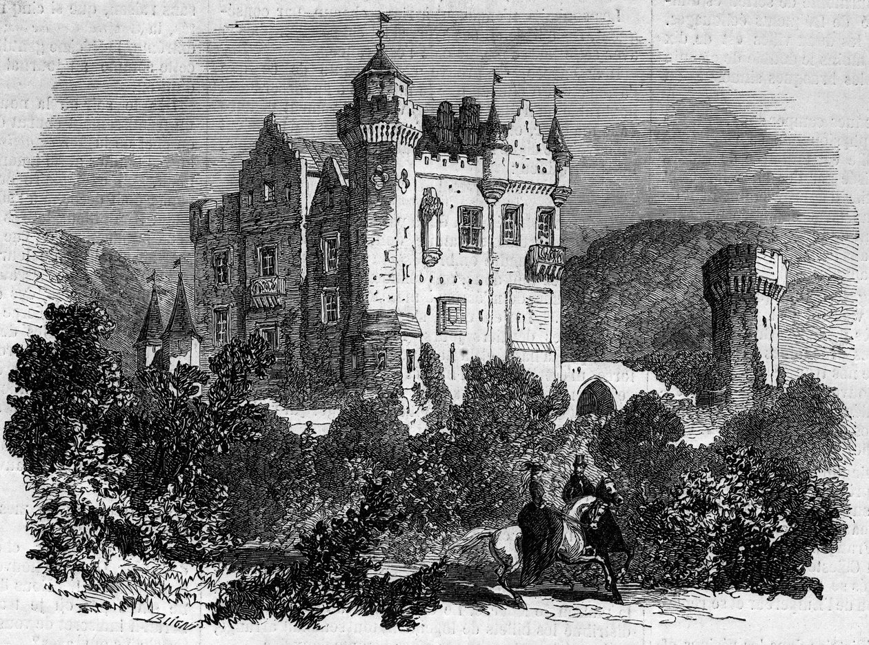 Architecture: exterior view of Abbotsford Castle (1824), where writer Walter Scott lived. Scotland by French School