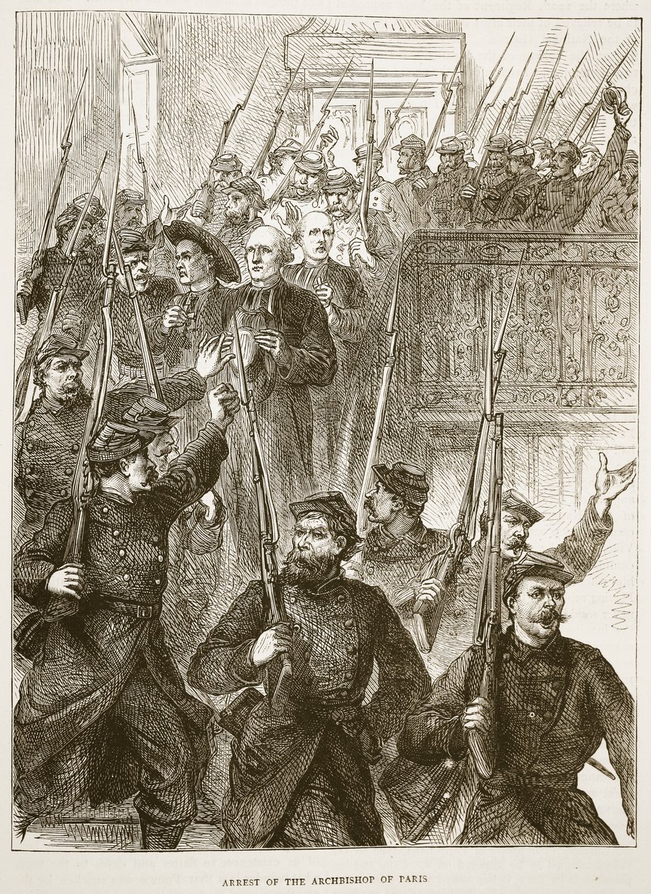 Arrest of the Archbishop of Paris, March 1871, illustration from Cassells History of the War between France and Germany, 1870-1871 by French School