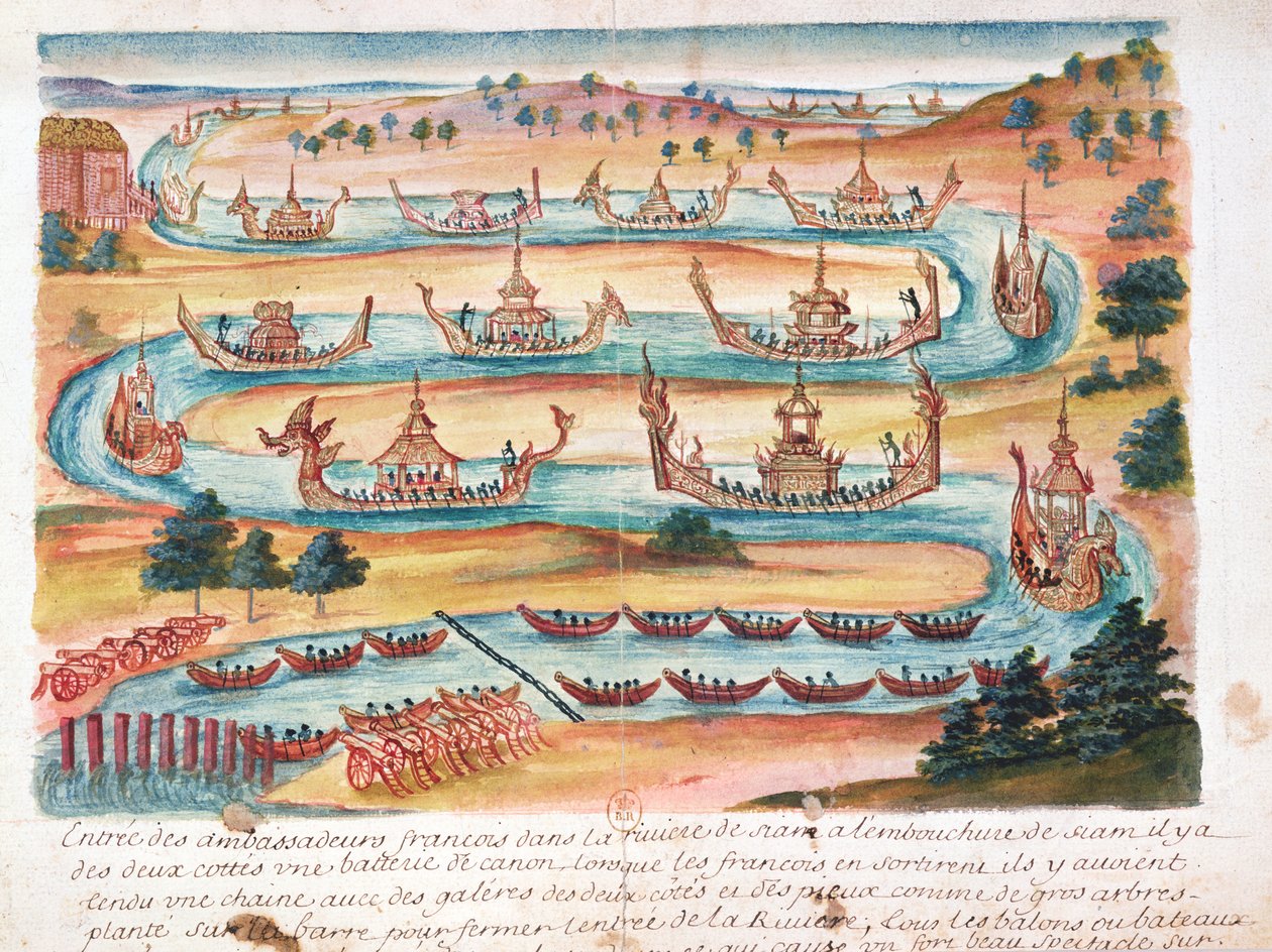 Arrival of the French Ambassadors to Siam, from an account of the Jesuits in Siam, 1688 by French School