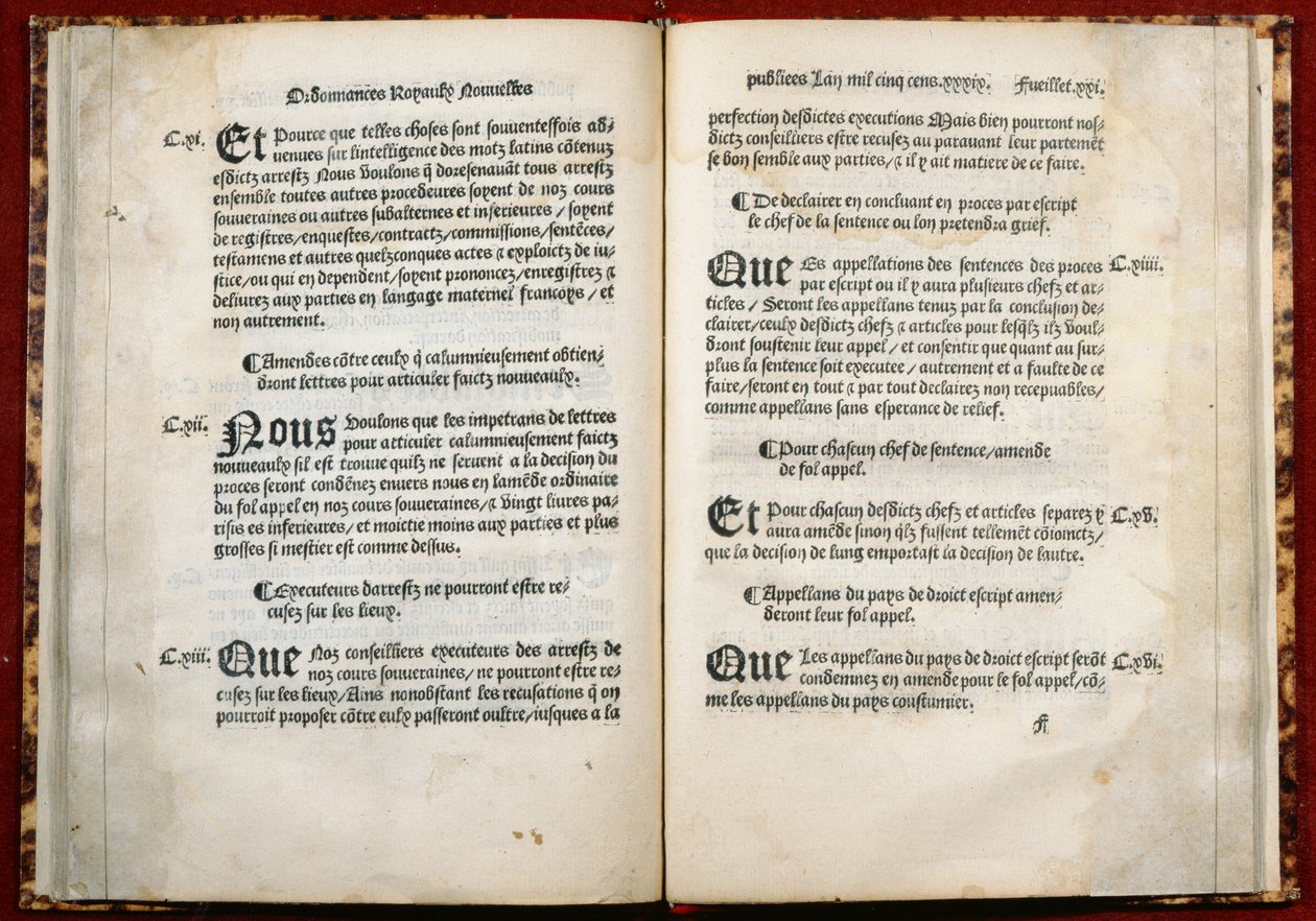 Articles 106, 107, 108 of Ordinance of Villers-Cotterets, 1539 by French School