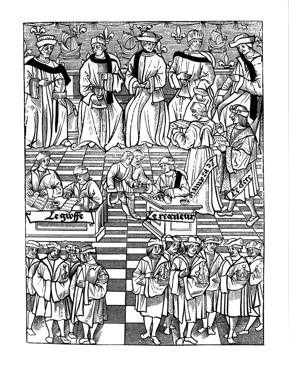 Assembly of the Provostship of the Merchants of Paris, after a Woodcut in Ordannances Royaux de la Jurisdiction de la Prevote de Marchands et Eschevinage de la Ville de Paris by Jacques Nyverd by French School