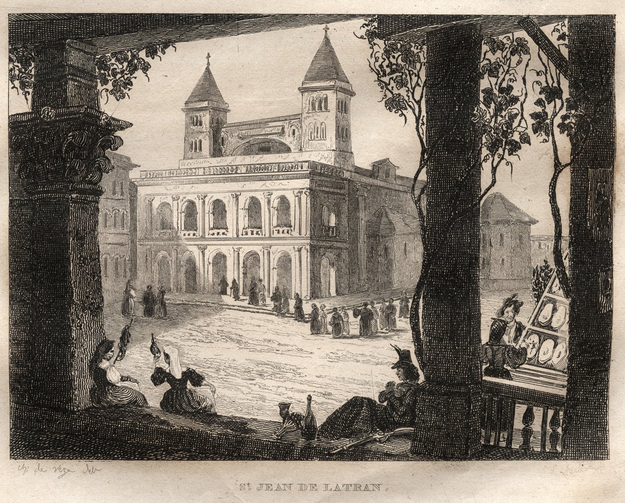 Basilica of San Giovanni Laterano, Rome - Saint John of Lateran - Engraving from 