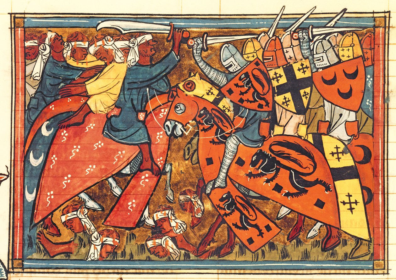 Battle between Crusaders and Moslems by French School