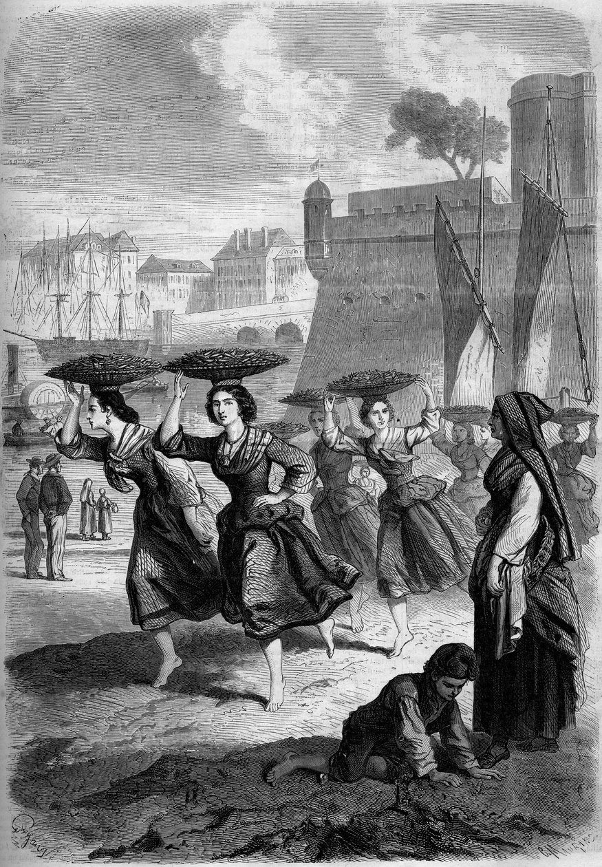 Bayonne Sardine Merchants Going to Biarritz, Pyrenees Atlantiques by French School