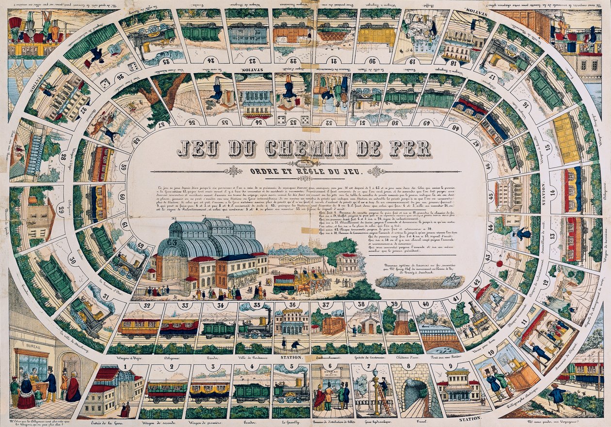 Board for a Railway Game by French School
