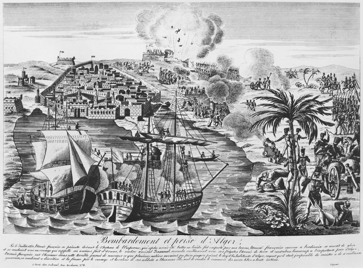 Bombardment and taking of Algiers on 5th July 1830 by French School