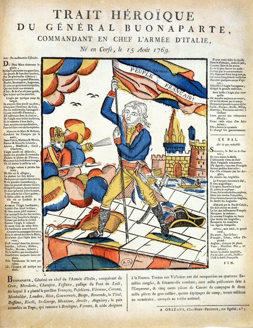 Bonaparte planting the French Flag on the Lodi Bridge, May 10th, 1796 from L