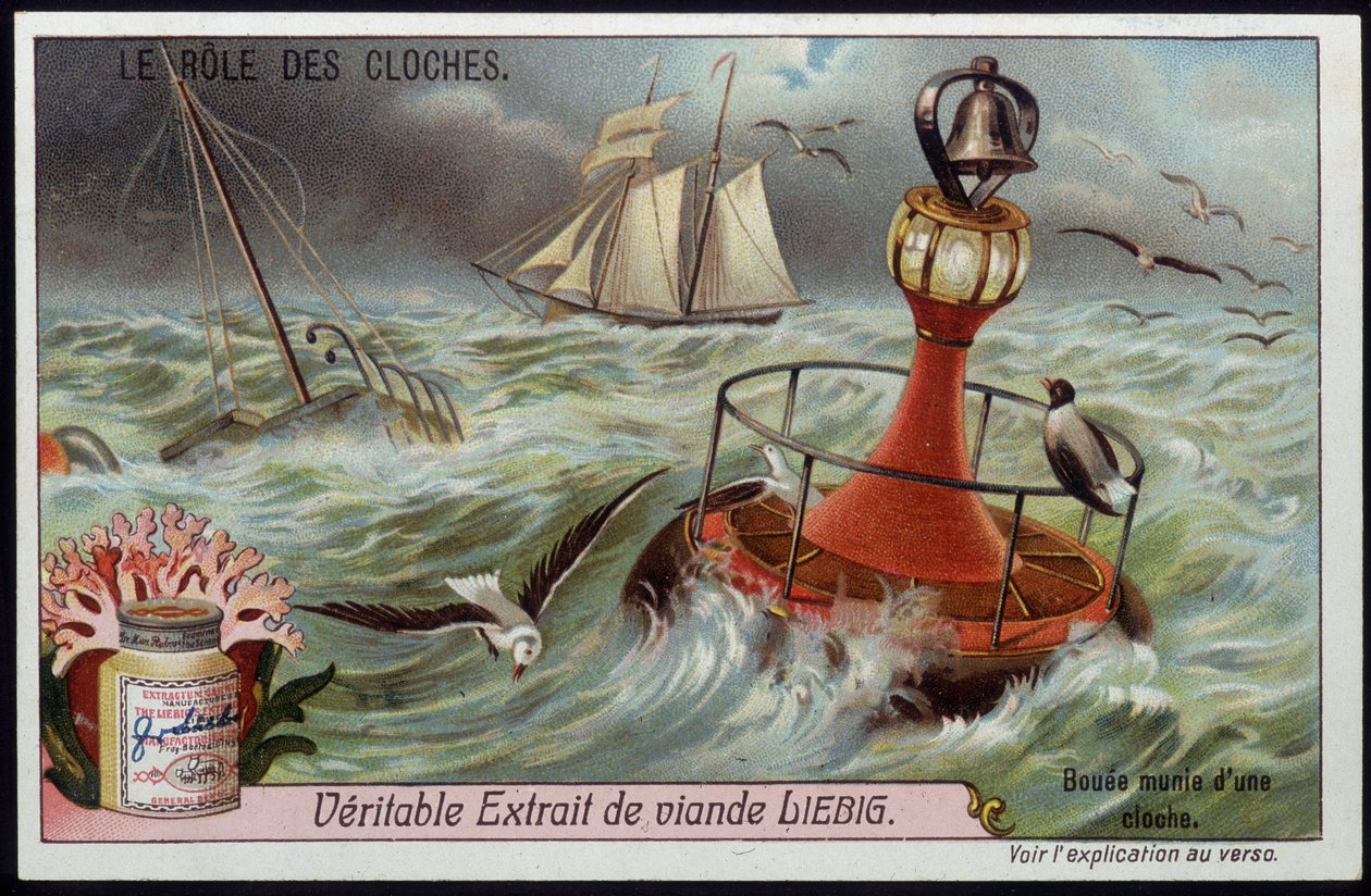 Buoy with bell to warn boats - Liebig chromo by French School