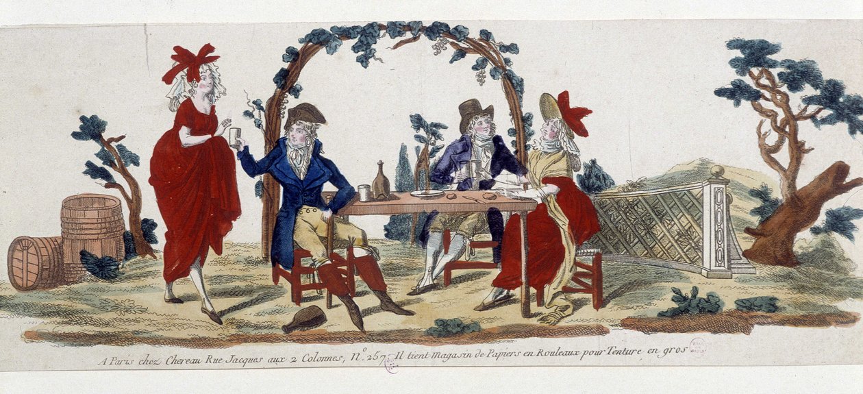 Café in Paris: chez Chereau, rue Jacques - engraving by French School