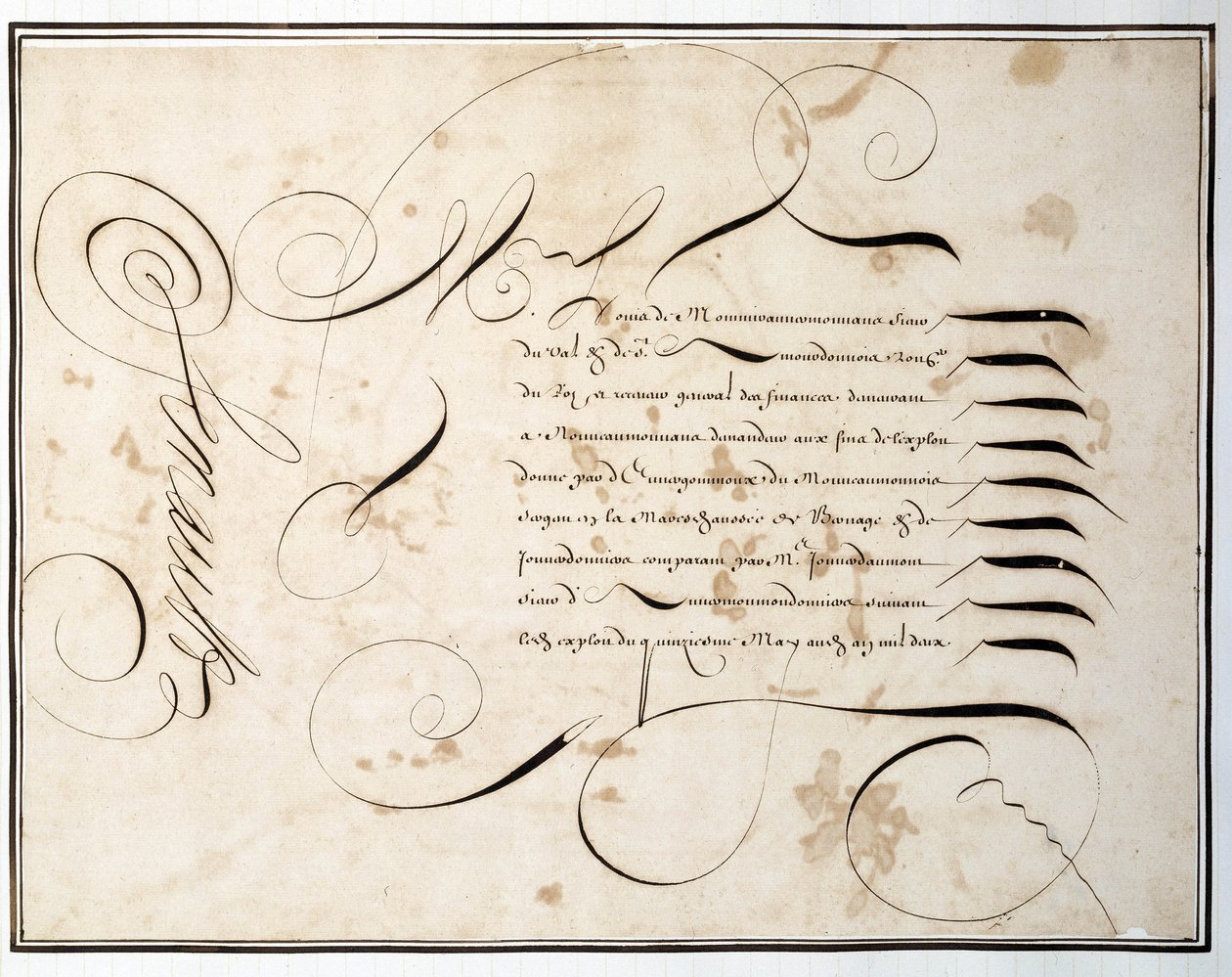 Calligraphy: Manuscript chart of financial round around the second half of the 17th century by French School