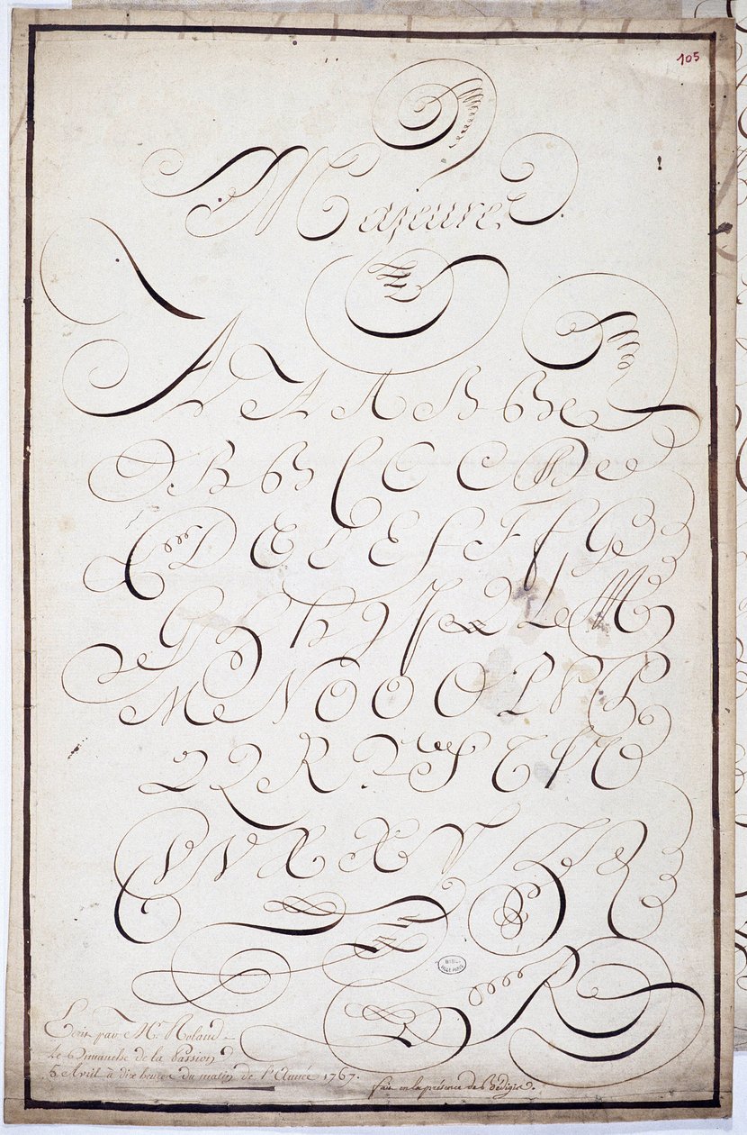 Calligraphy: Plate of capital letters called major batardes ...