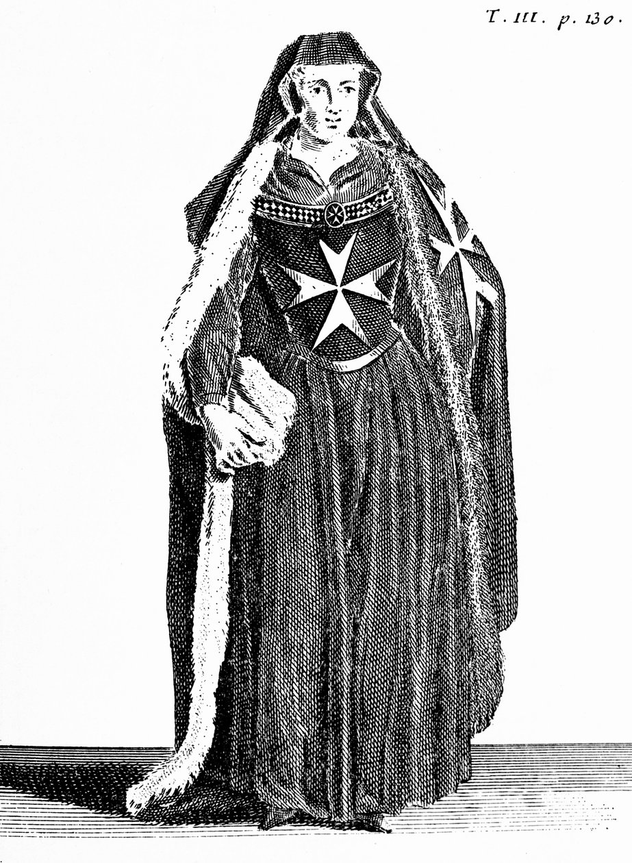 Canoness of the Order of St. John of Jerusalem during the Rhodian Period, illustration from 