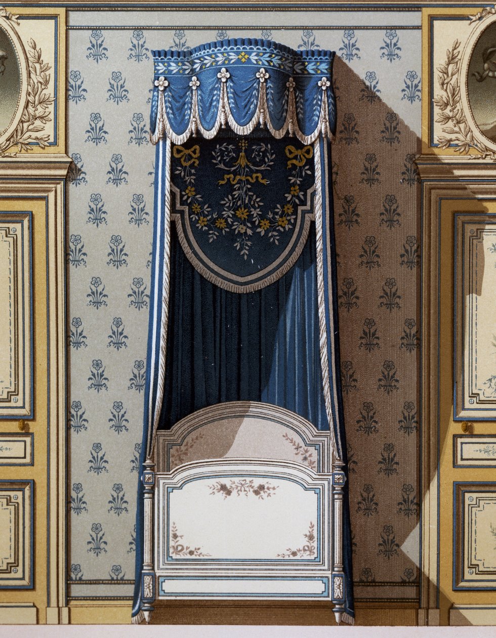 Canopy Bed, Decorative Design for Bedroom Walls by French School