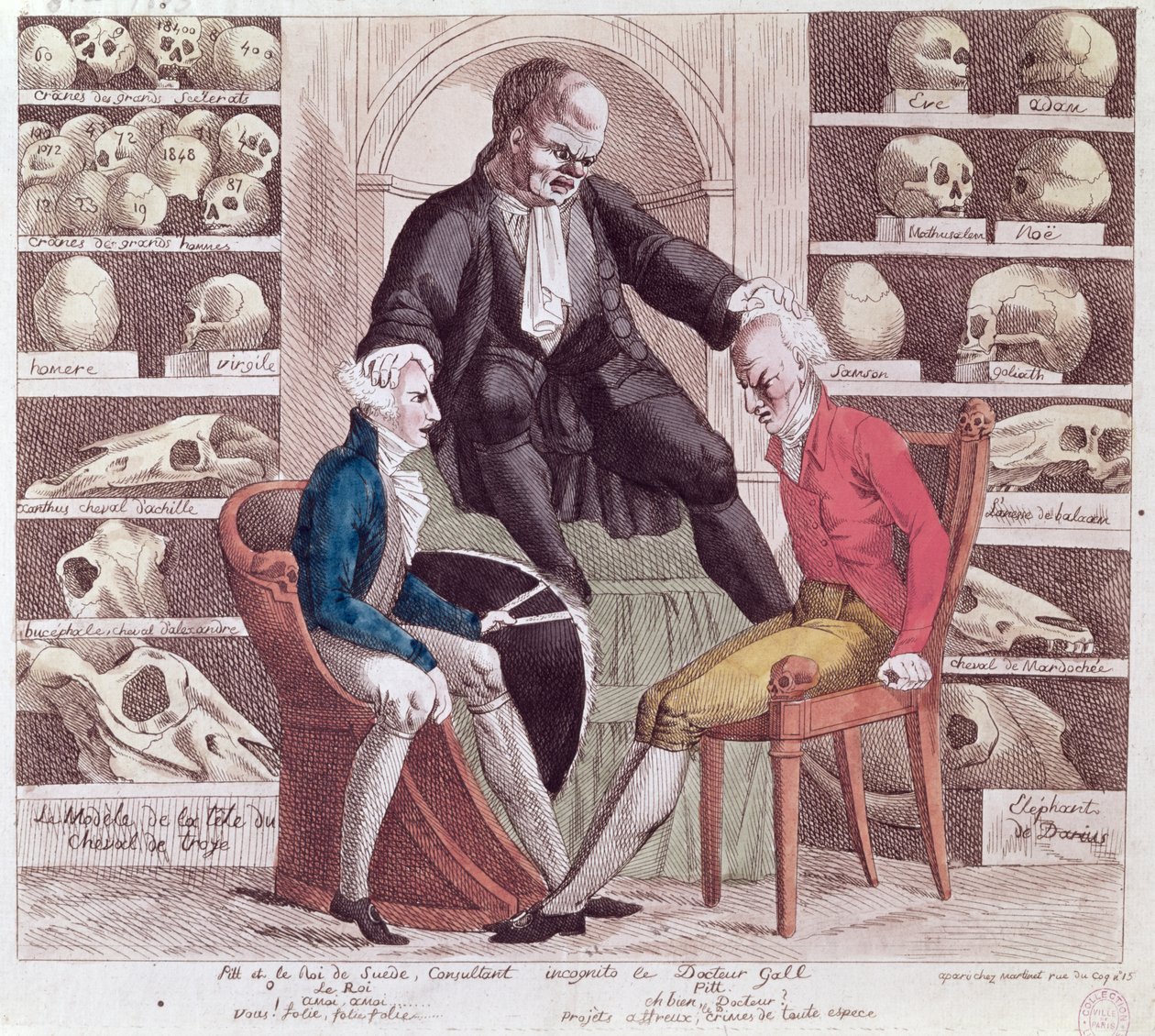 Caricature of William Pitt the Younger and Gustav IV Adolf Visiting Sr. Franz Joseph Gall by French School