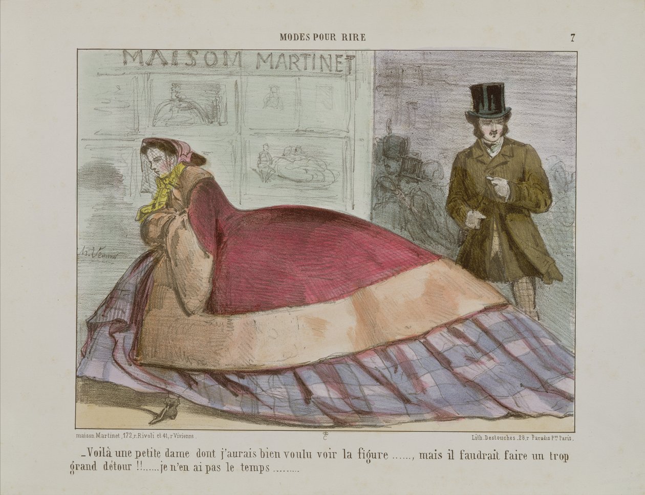 Caricature of the crinoline, from Modes Pour Rire by French School