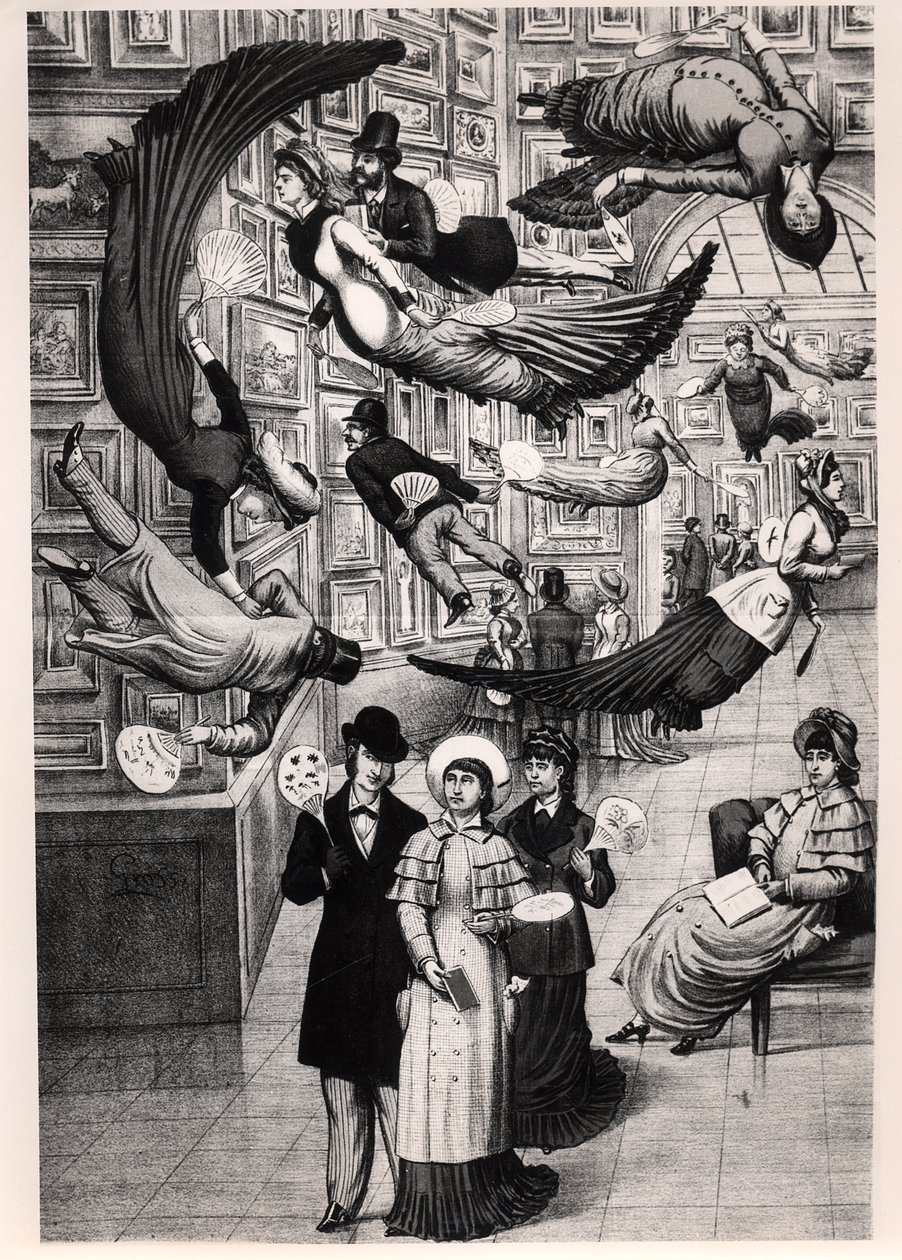 Caricature of visitors to the Paris Salon of 1880 by French School