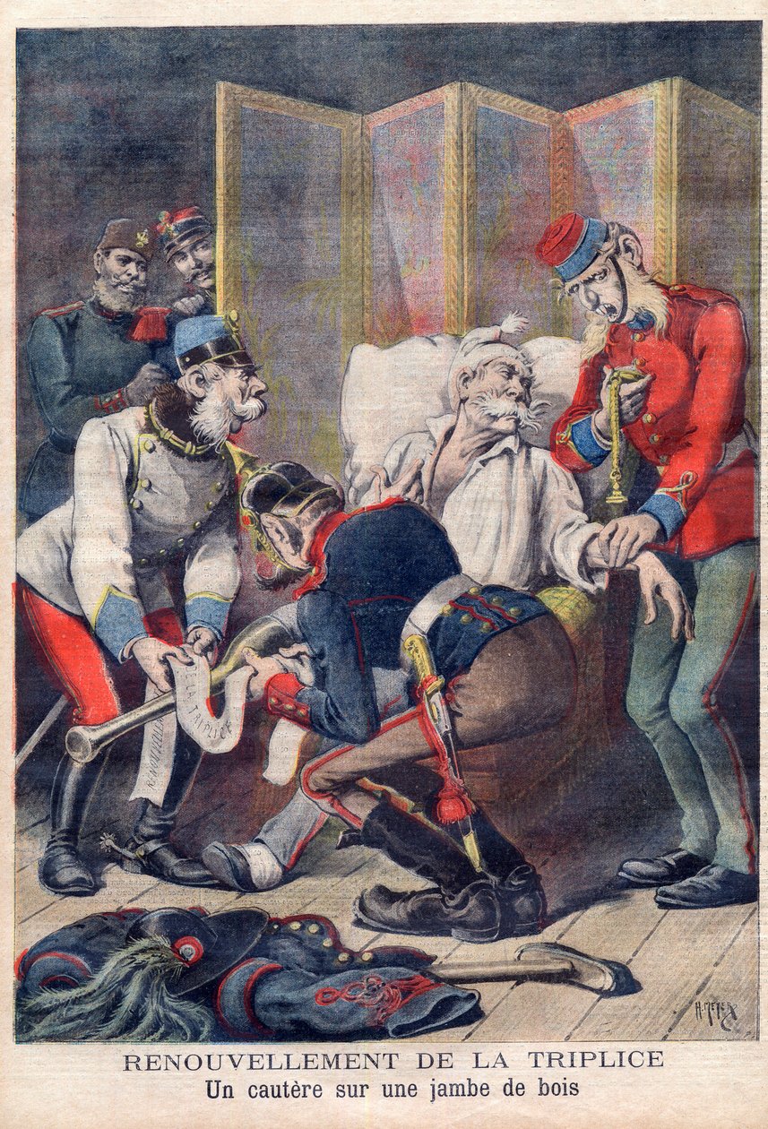 Cartoon of the Triple Alliance of Germany, Austria and Italy, from 
