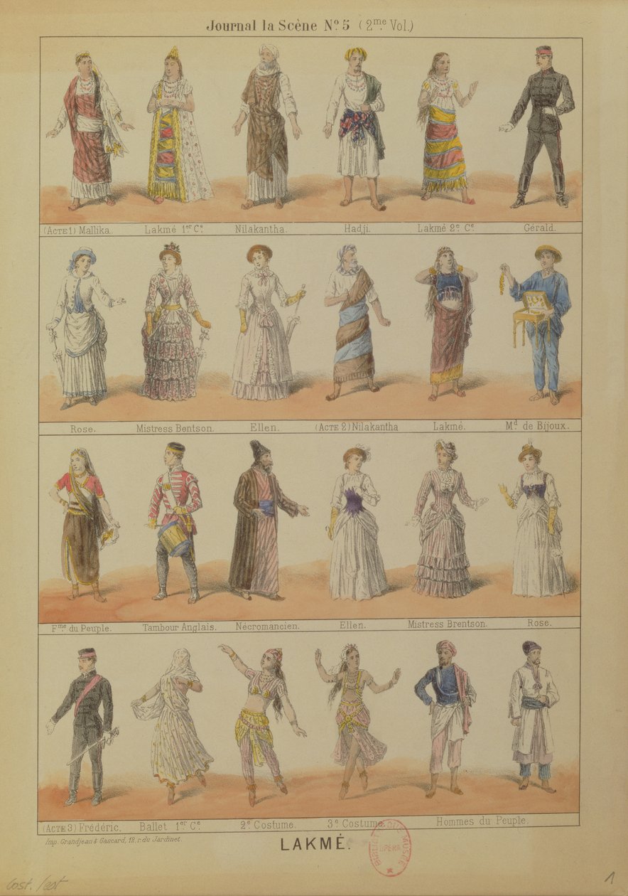 Cast of characters from the opera Lakme by Leo Delibes by French School