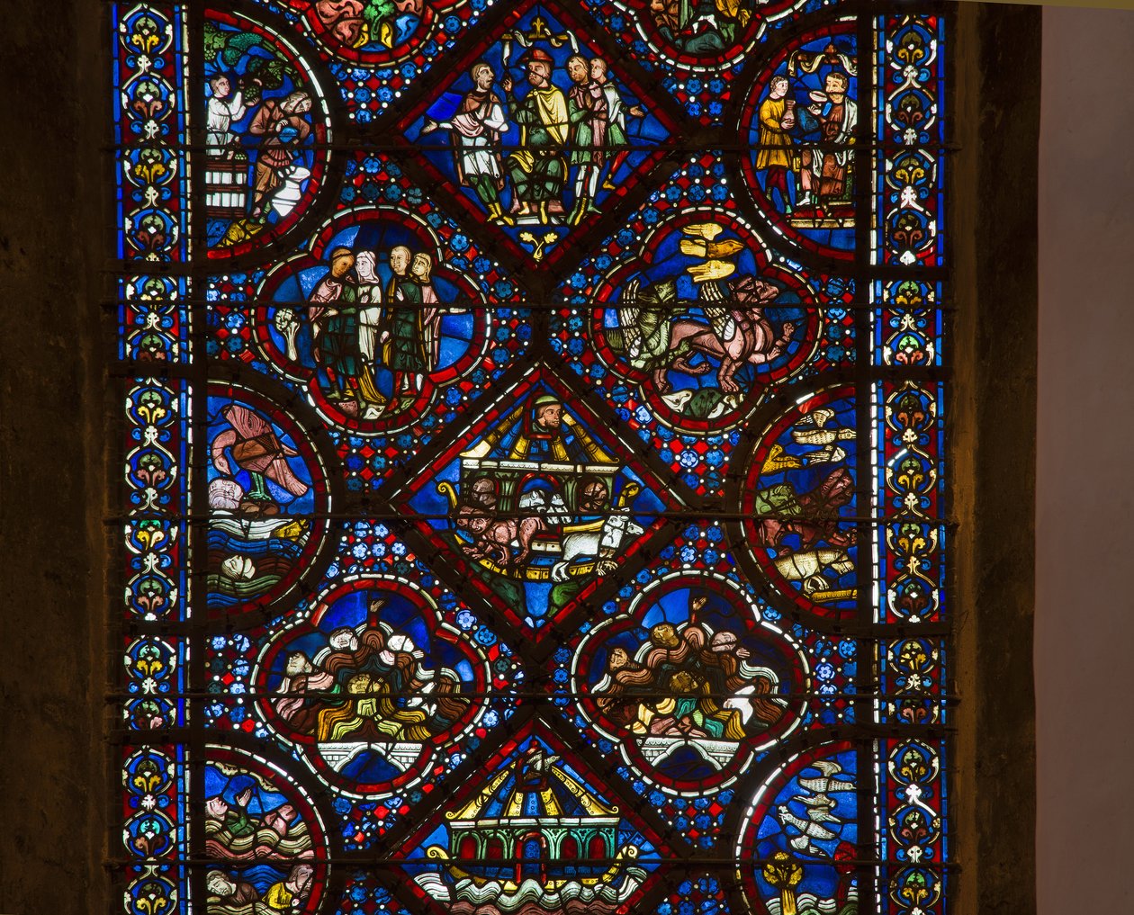 Cathedral of Chartres, Stained Glass: The Life of Noah (detail) by French School