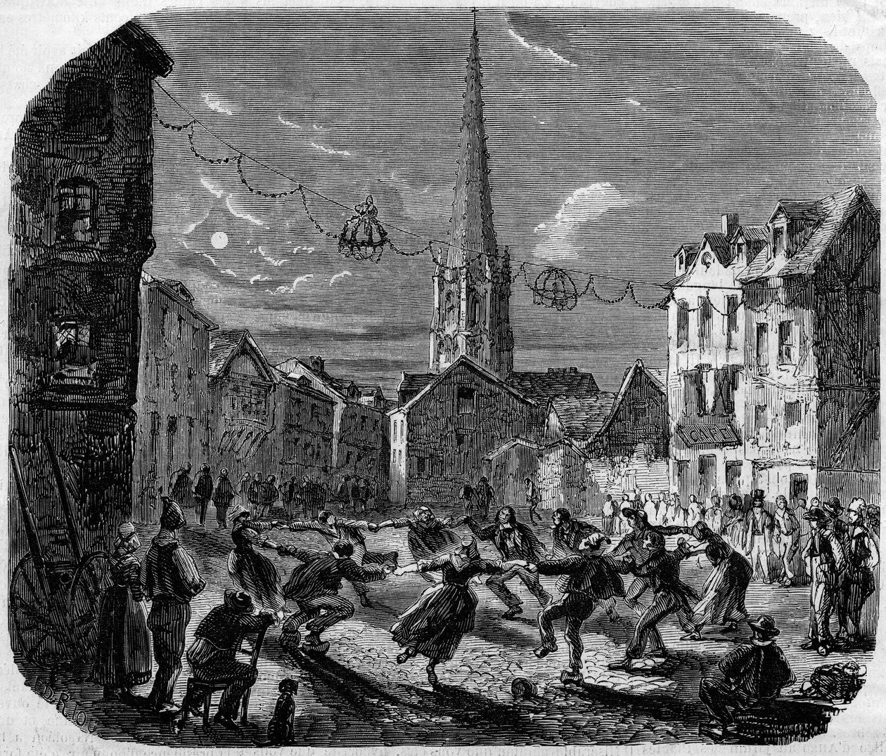 Catholic festival: a round during the feast of Saint John in Harfleur by French School