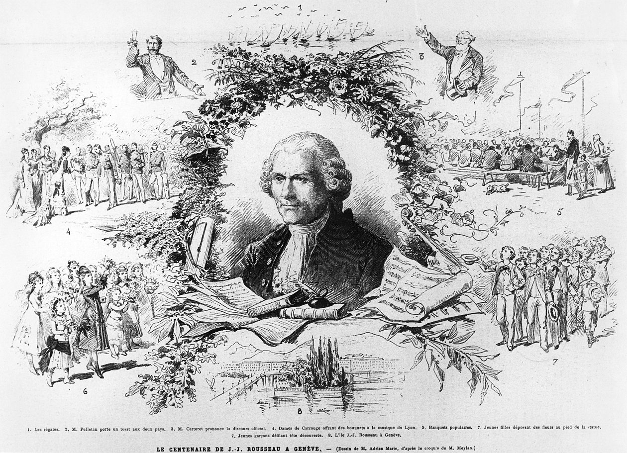 Celebrations in Geneva to celebrate the centenary of the death of Jean-Jacques Rousseau, illustration from Le Monde Illustree, 1878 by French School