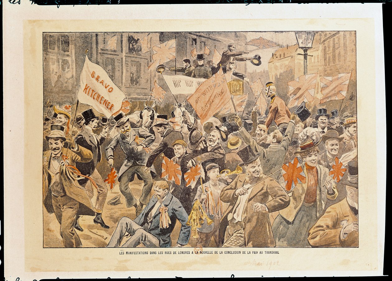 Celebrations in the Streets of London Following the News of the Conclusion of Peace in the Transvaal, May 1902 by French School