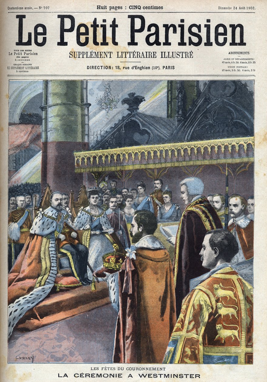 Ceremony of the coronation in Westminster: King Edward VII and Alexandra of Denmark, in 