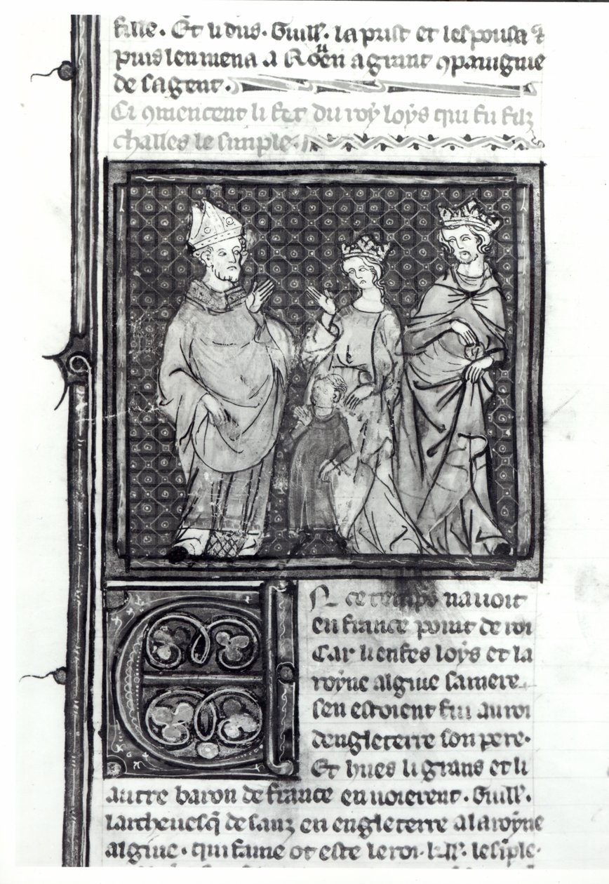 Charles III the Simple with His Wife and Son, Louis IV, Grandes Chroniques de France by French School