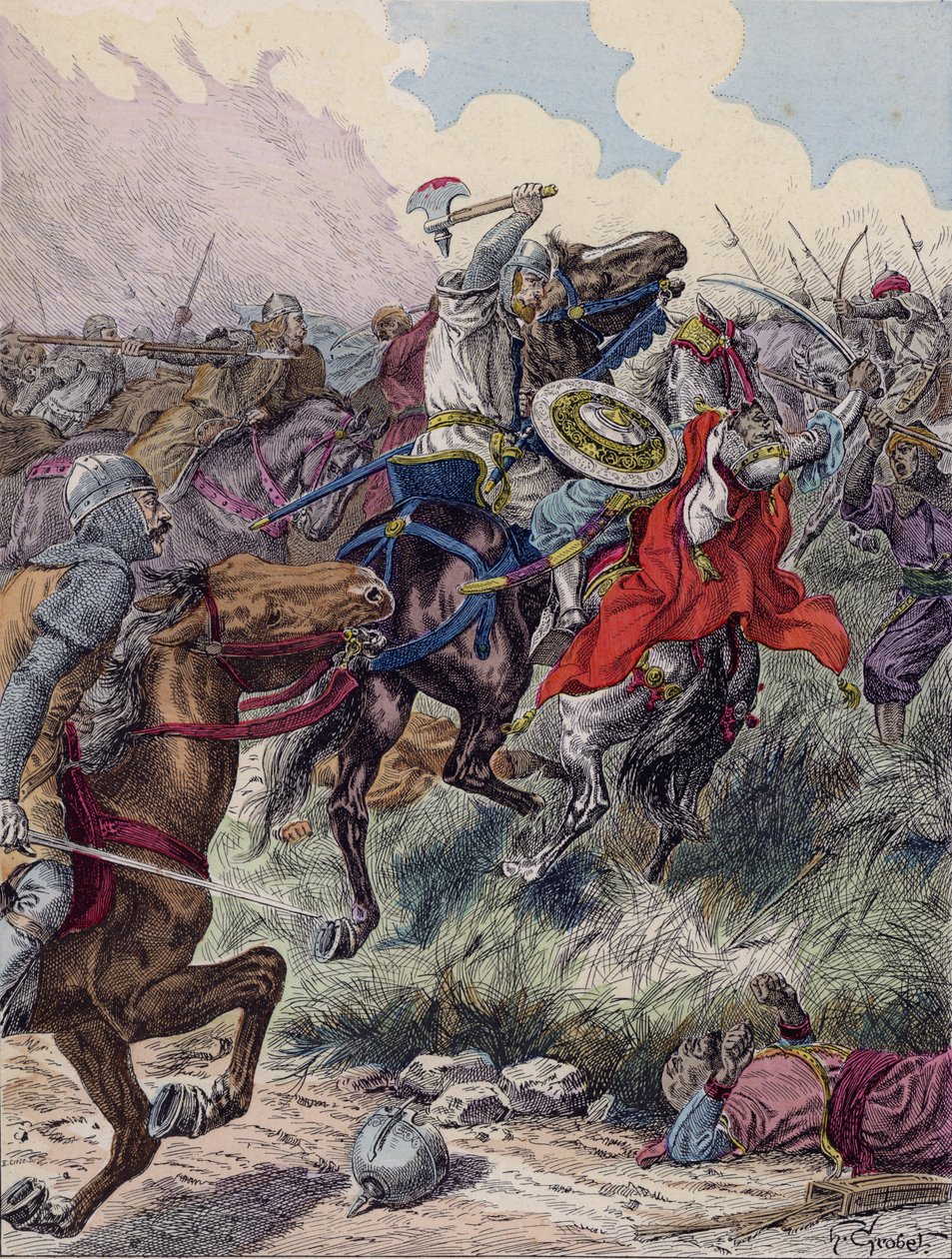 Charles Martel at the Battle of Poitiers, 732 by French School