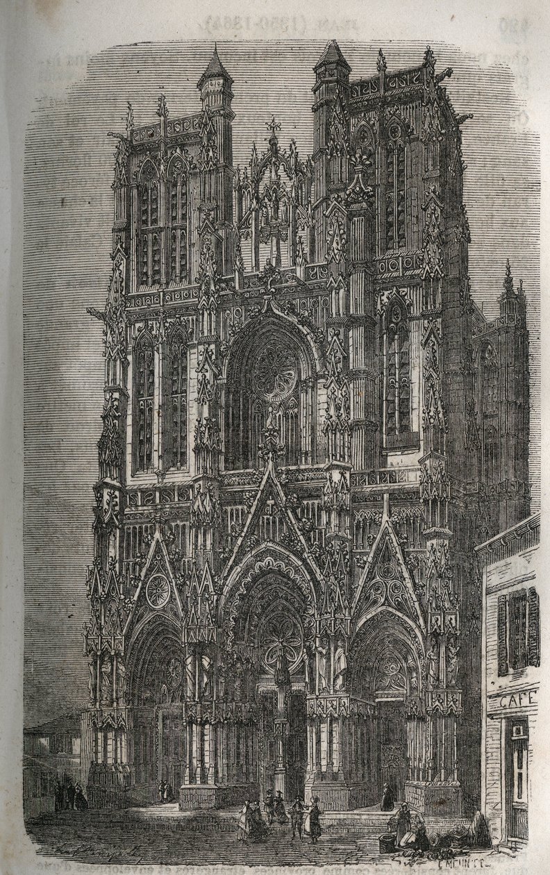 Church Saint-Vulfran in Abbeville in the department of the Somme in France - engraving in 