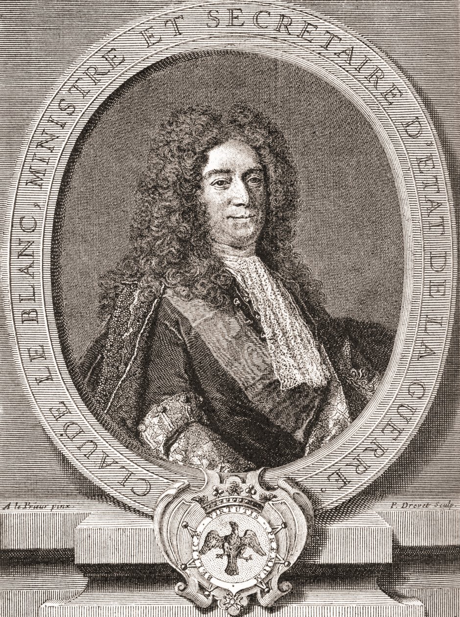 Claude Le Blanc, 1669-1728. French Royal Official of the Ancien Regime and Twice Secretary of State for War. From Les Heures Libres Published 1908 by French School