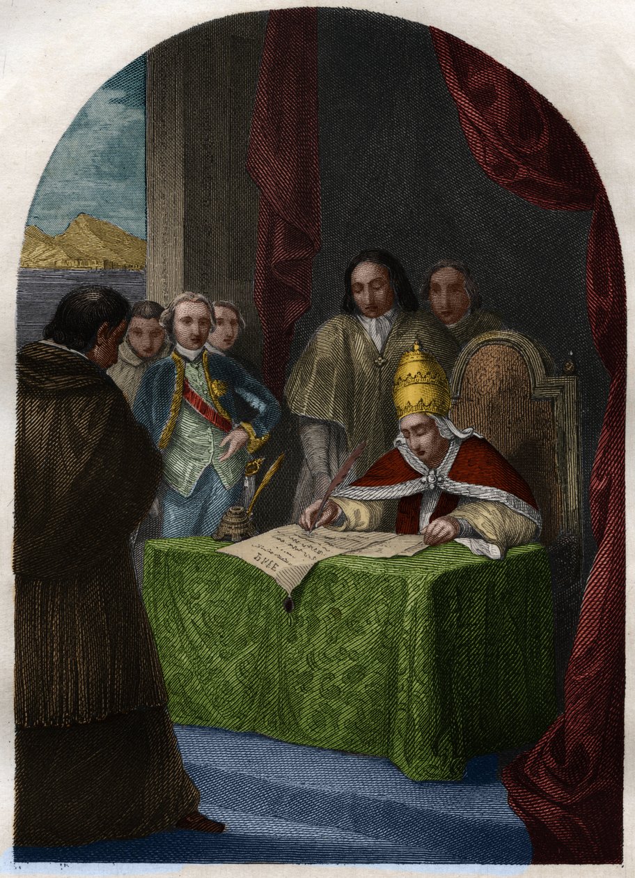 Clement XIV (1705-1774) abolishing the Jesuites Society on 21 July 1773 by French School