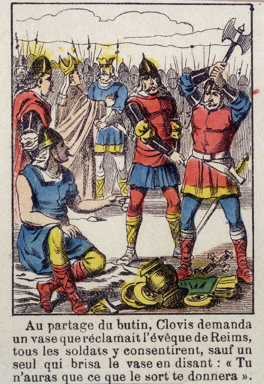 Clovis and the Soissons Vase by French School