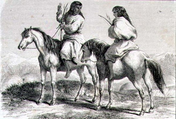 Comanche Indians in the 1860s (engraving) by French School