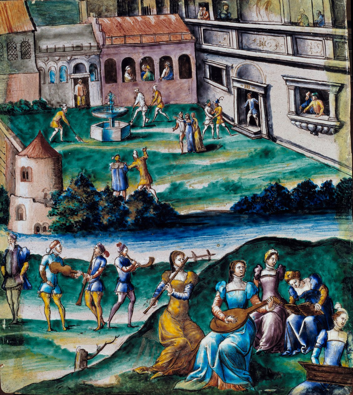 Concert in the Courtyard of a Castle by French School