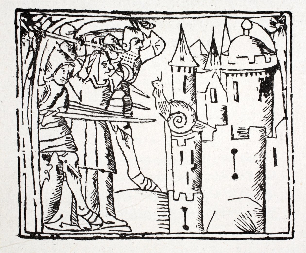 Confrontation Between the Gendarmerie with a Woman and a Snail by French School