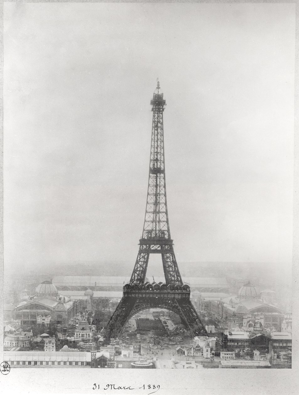 Construction of the Eiffel Tower, Paris, 31st March 1889 by French School