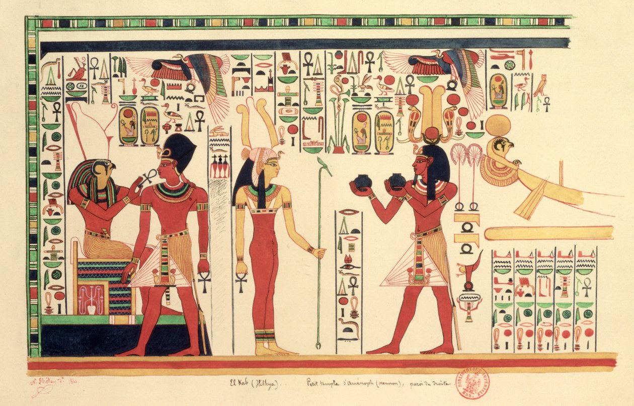 Copy of a fresco from the Temple of Amenophis III in El Kab (Elethya) 1841 by French School