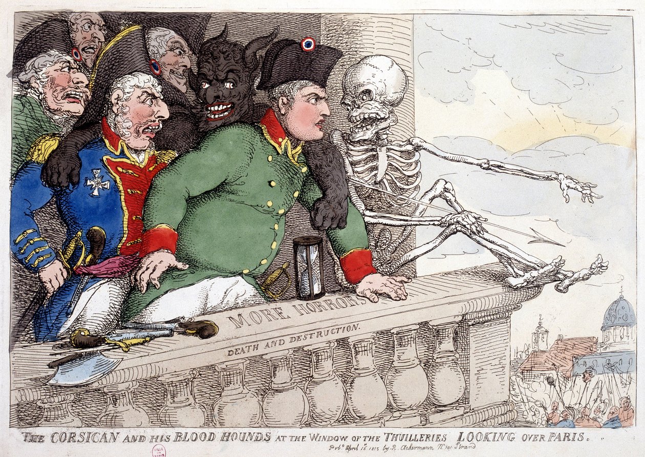 Corsica and Its Bloodthirsty Looking at Paris through the Window of the Tuileries - in "Napoleon I", Caricatures, Dummy Collection, c. 1814-1815 by French School