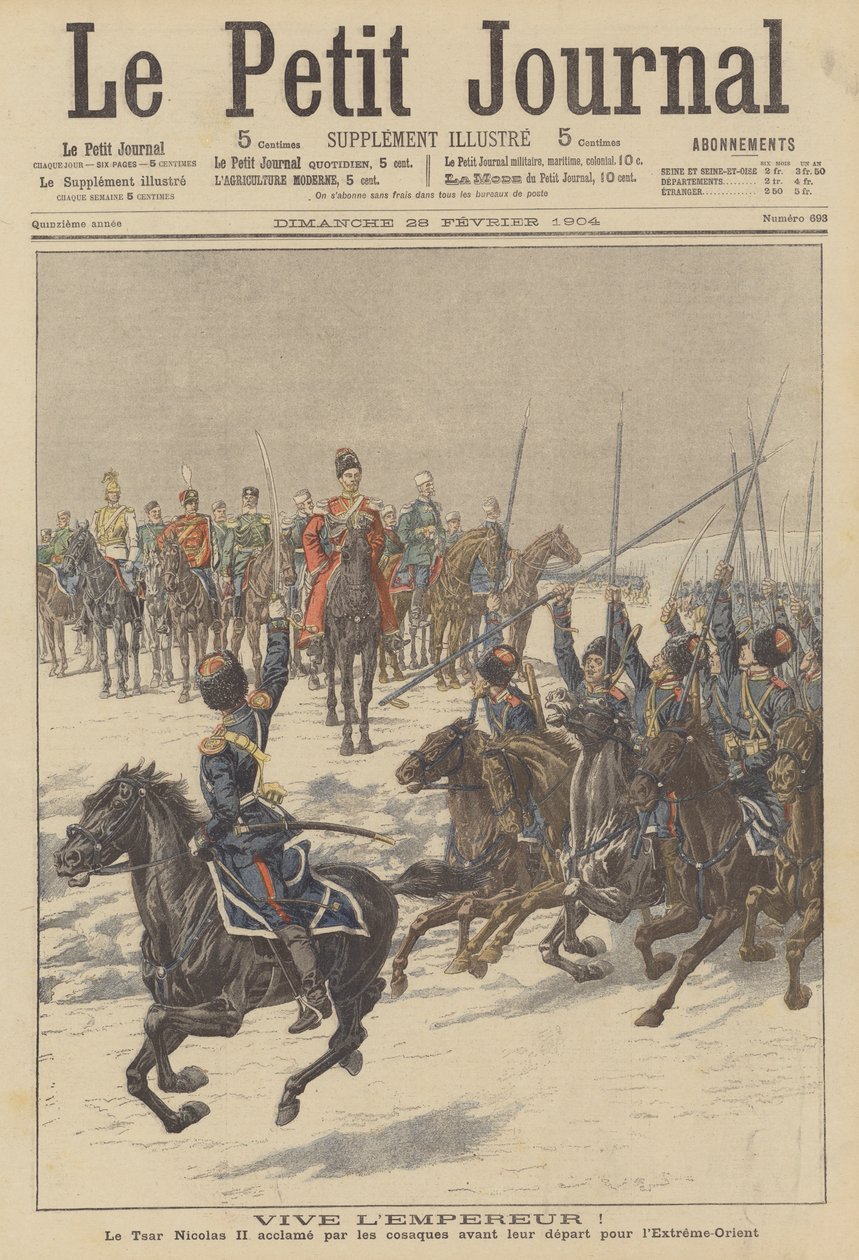 Cossacks Acclaiming Tsar Nicholas II Before Departing for the Far East to Fight the Japanese by French School