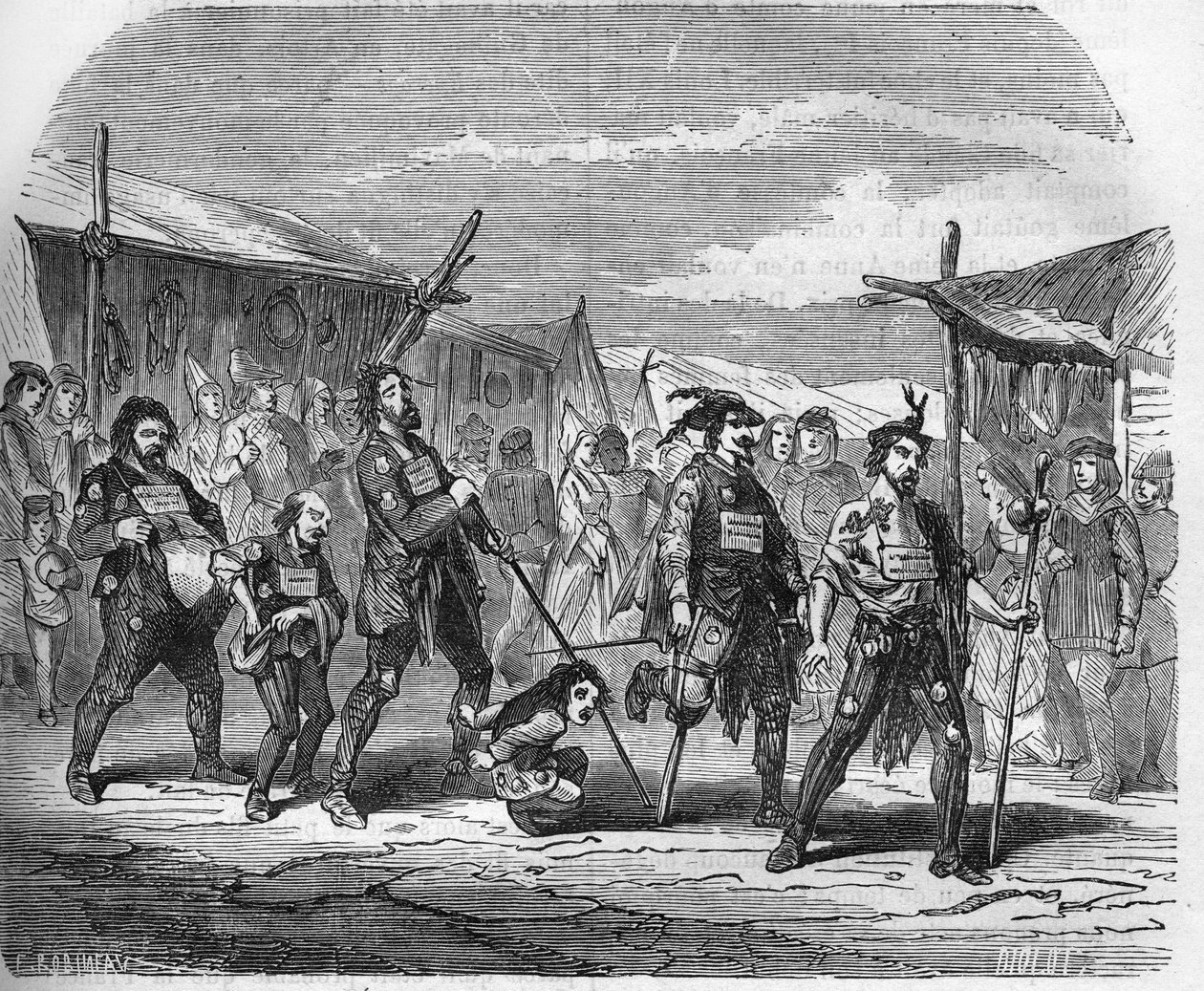 Criminality in the Middle Ages: the Malandrins. Engraving in 