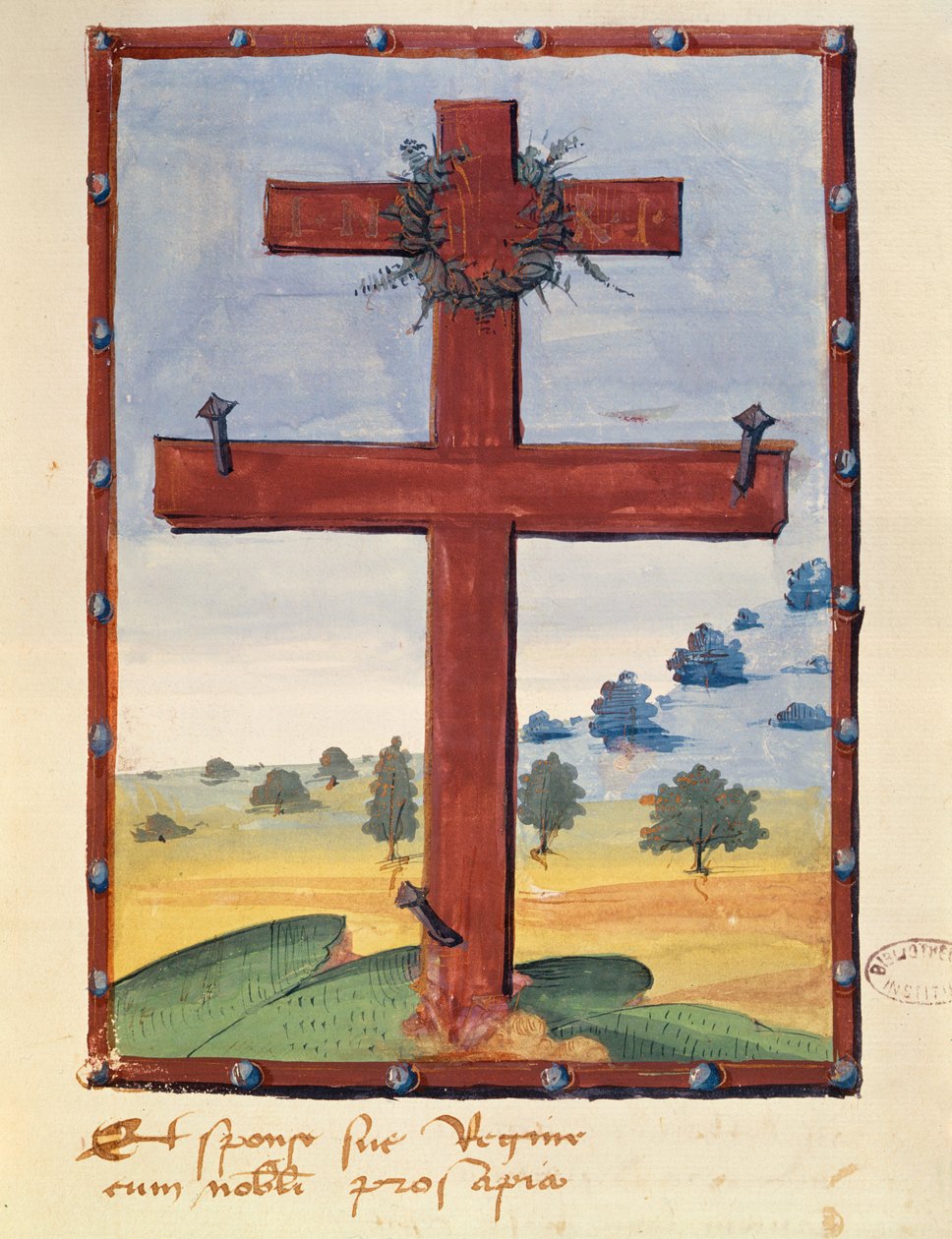 Cross of Lorraine, miniature from a manuscript relating to Rene II, Duke of Lorraine by French School