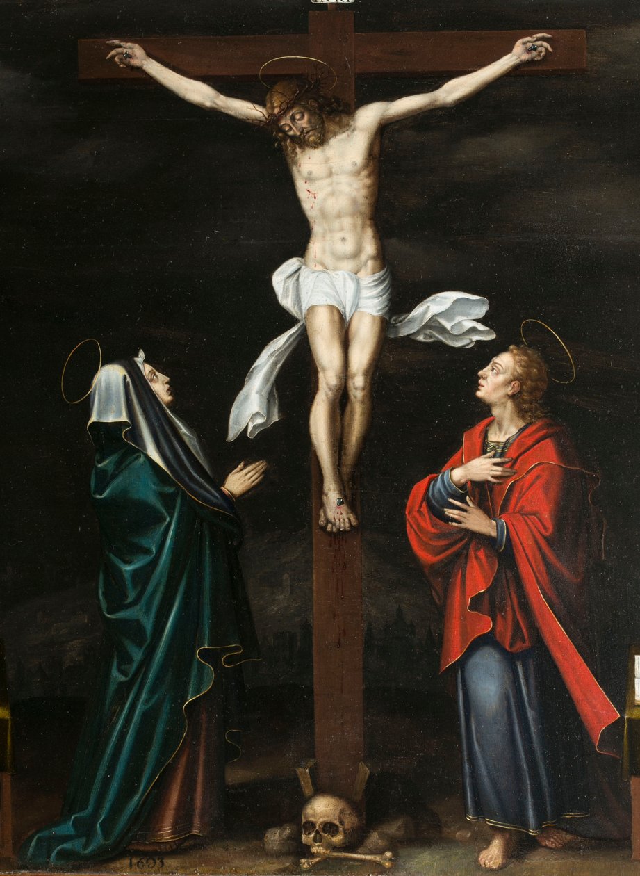 Crucifixion. Triptych of Aubery by French School