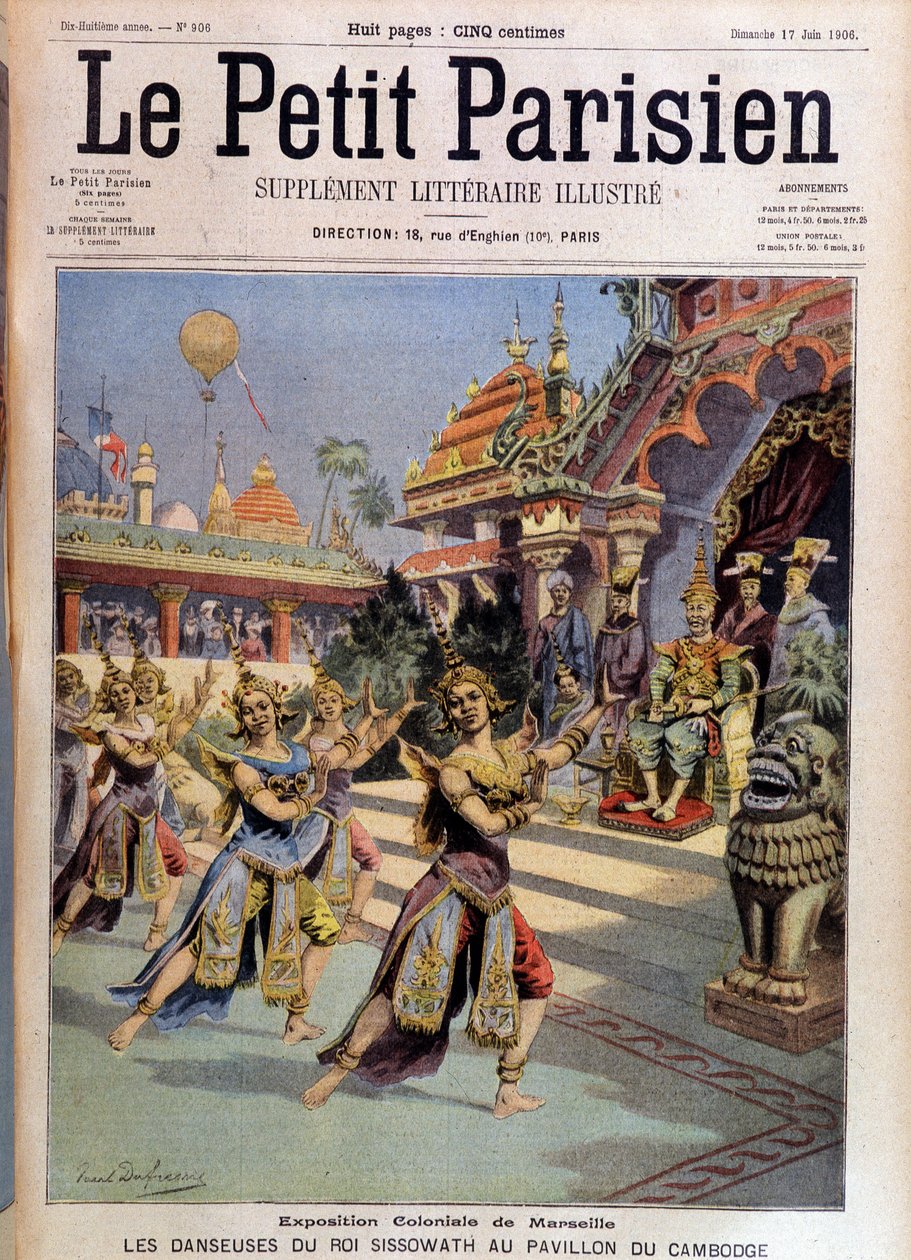 Dancers of King Sissovath at the Pavilion of Cambodia, Colonial Exhibition of Marseille - in “Le Petite Parisien” from 17/06/1906 by French School